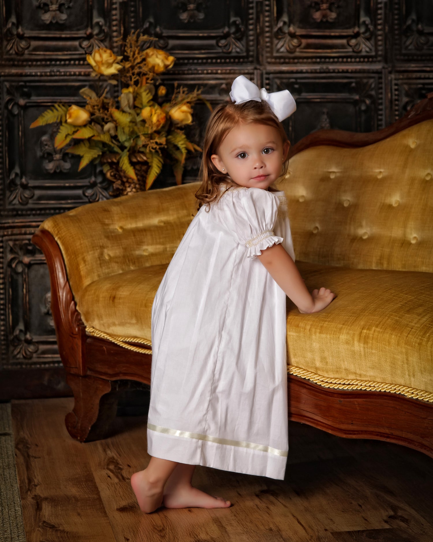 Strasburg Children Heirloom Toddler Flower Girl Dress - Hand Embroidered Smocked Vintage Ivory Dress, 18M/White Strasburg Children Heirloom Toddler Flower Girl Dress - Hand Embroidered Smocked Vintage Ivory Dress, 18M/White