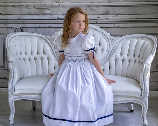 Sarah Navy Smocked Dress