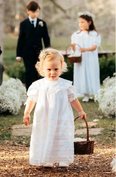 Strasburg Lace Flower Girl Dress – Vintage Heirloom Boho Wedding Gown, 3 / White/Ivory