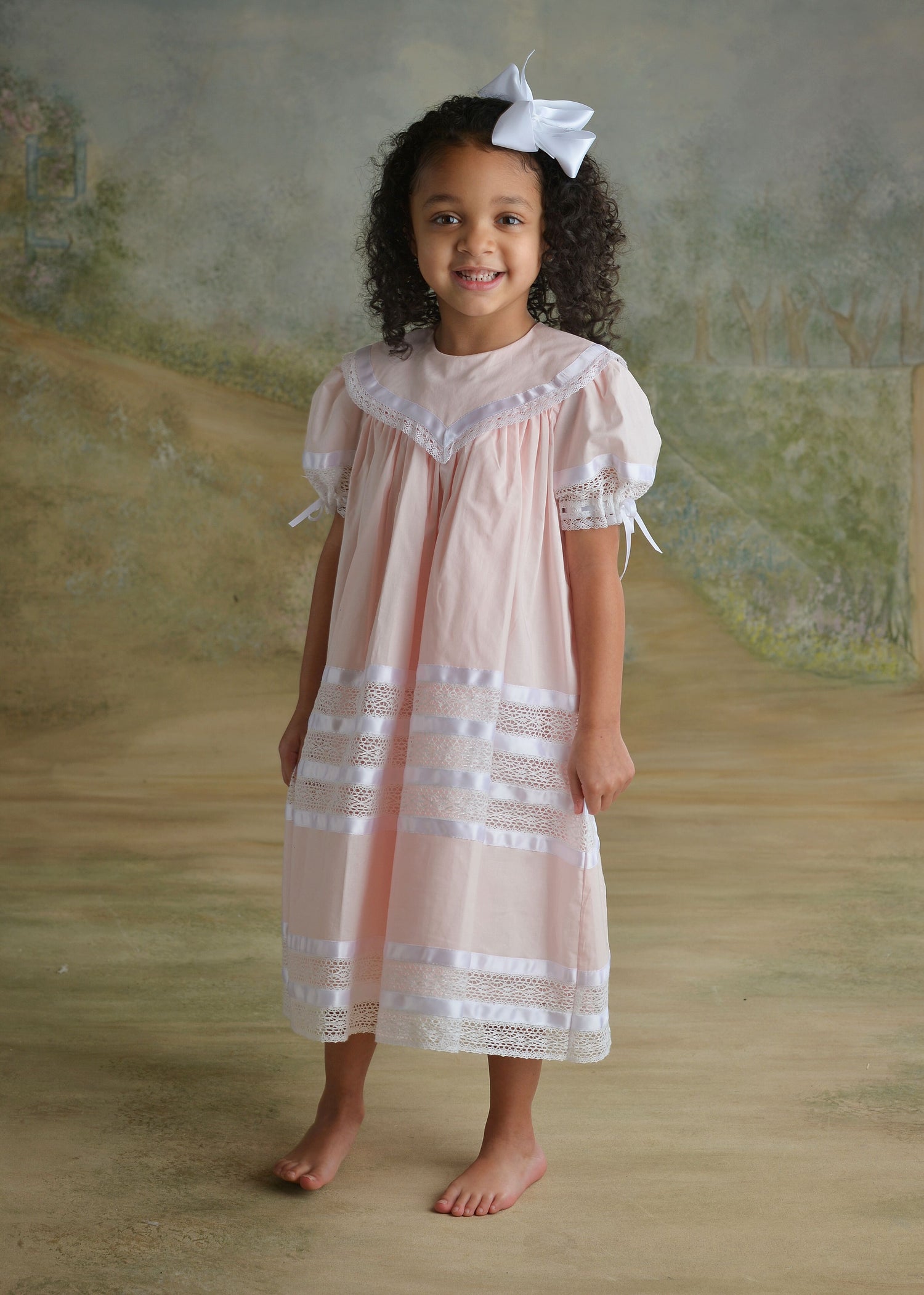 Strasburg Pink Heirloom Dress Lace-Trimmed Portrait Outfit for Girls, 8 Strasburg Pink Heirloom Dress Lace-Trimmed Portrait Outfit for Girls, 8