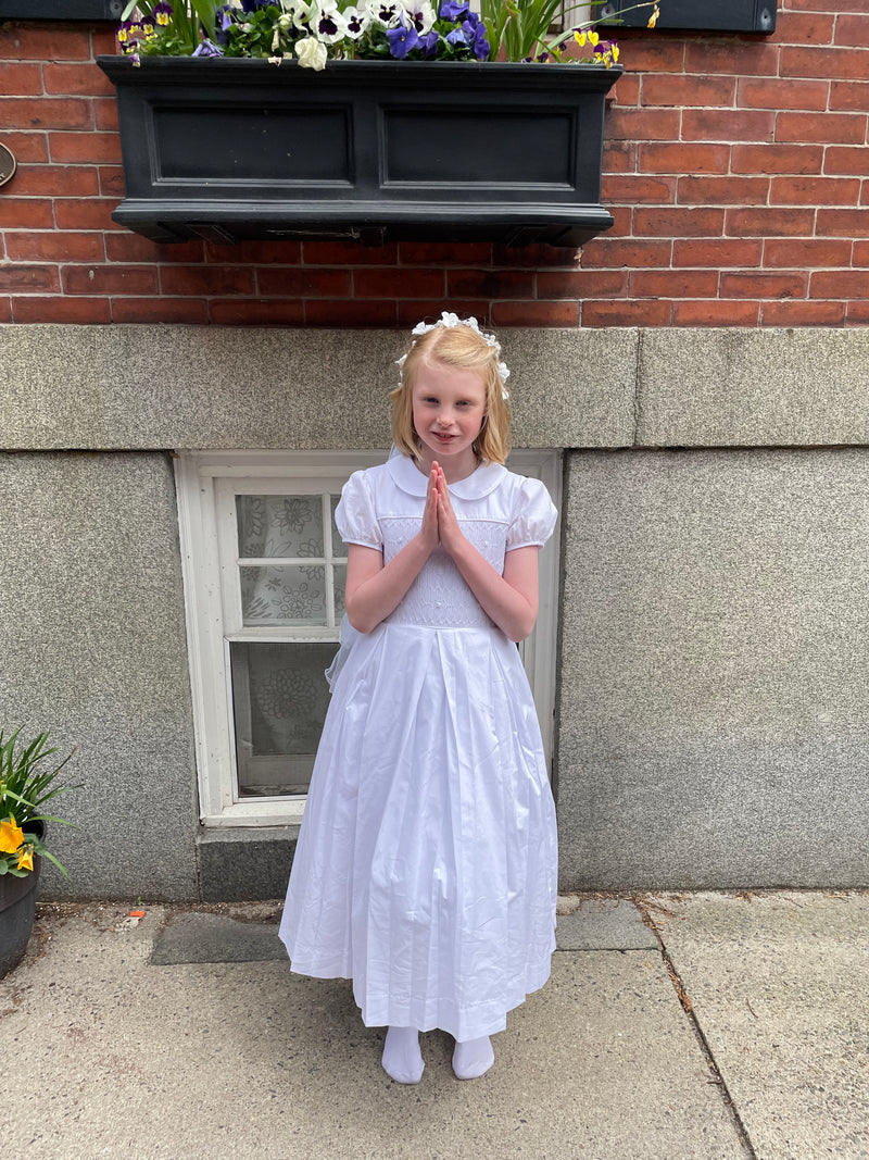 smocked communion dress