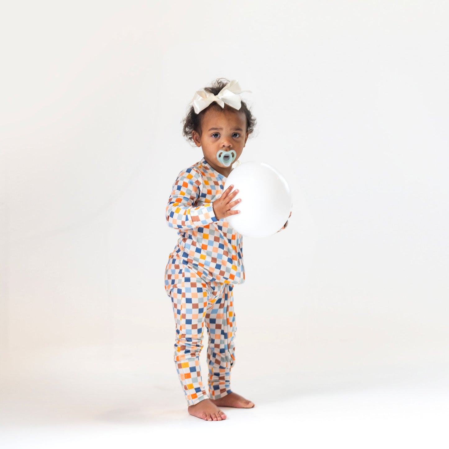 Multi Checkered Bamboo Toddler Pajamas – Romper