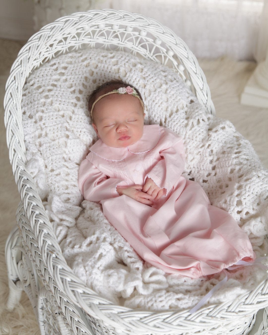 Strasburg Newborn Day Gown – Light Blue Take-Home Heirloom Outfit Strasburg Newborn Day Gown – Light Blue Take-Home Heirloom Outfit