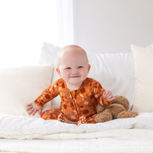 Fall Bamboo Baby Pajamas – Zipper Footie