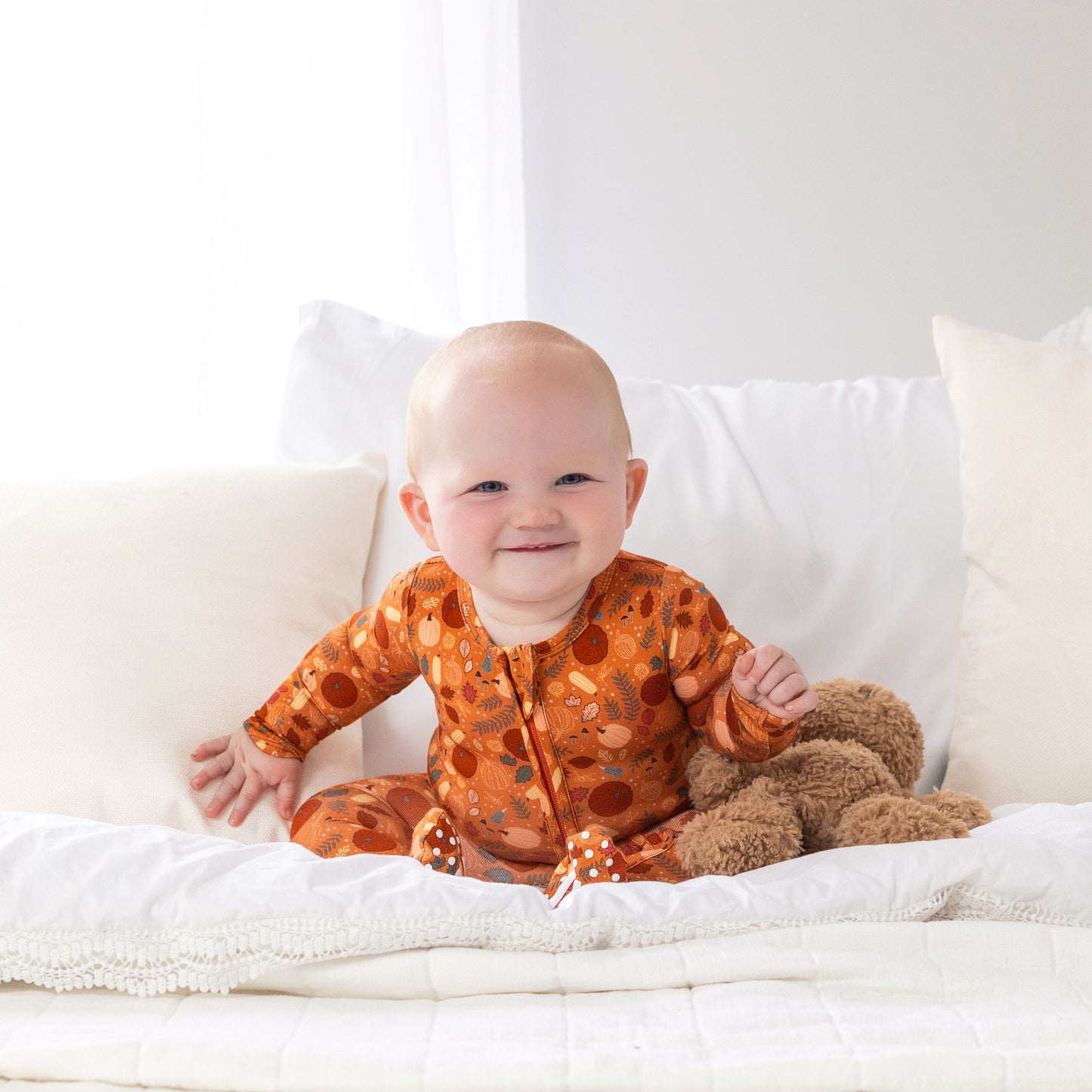 Fall Bamboo Baby Pajamas – Zipper Footie
