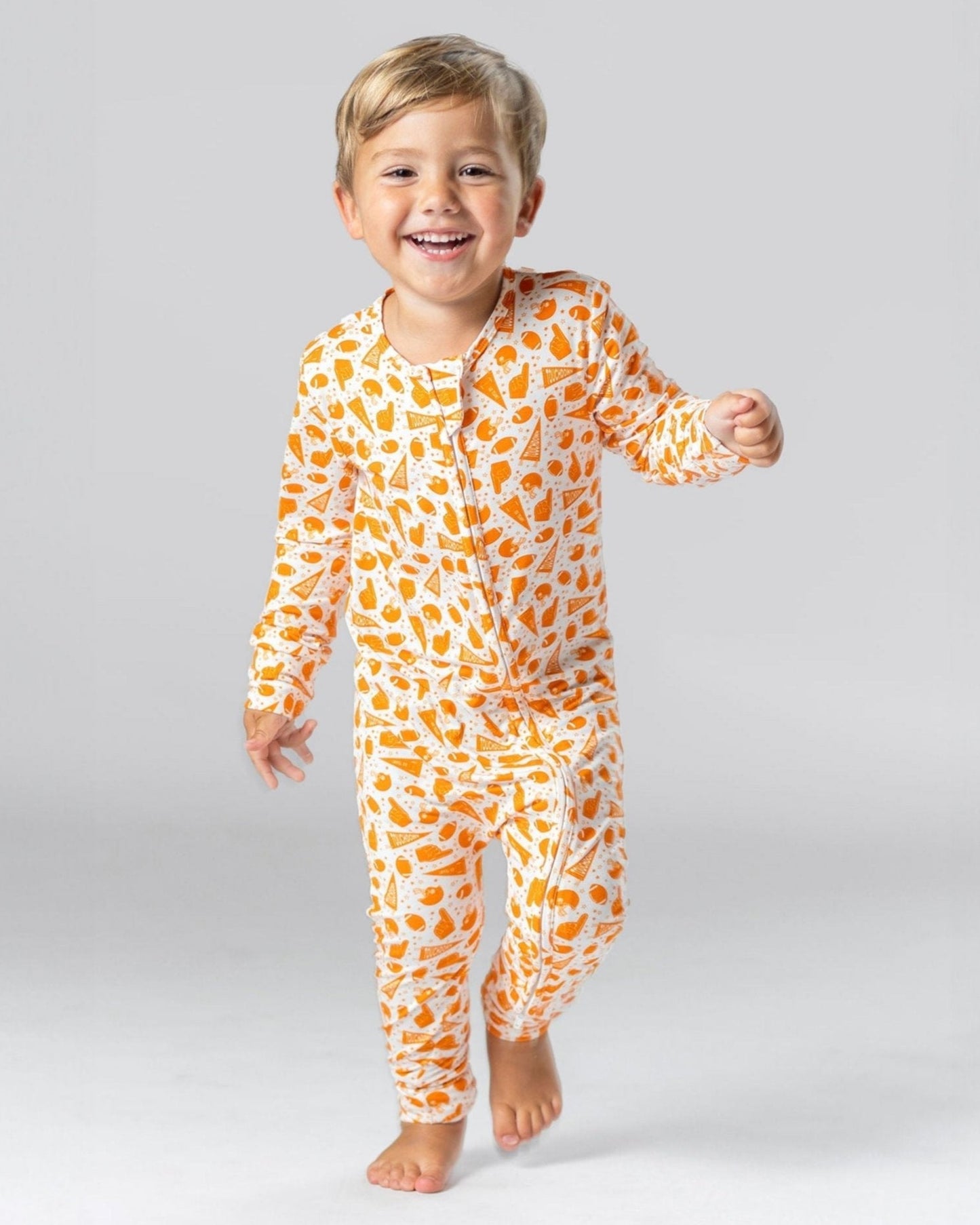 Orange Football Bamboo Toddler Pajamas – Romper