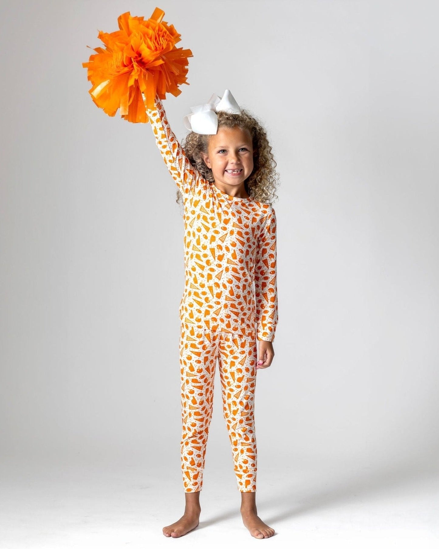 Orange Football Bamboo Pajamas for Kids – Two Piece Set