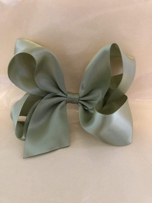 Sage Satin Hair Bow