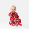 Red Football Bamboo Baby Pajamas – Zipper Footie