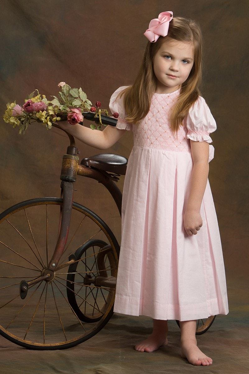 Strasburg Pink Smocked Dress, Heirloom Birthday Outfit for Girls with Hand Embroidery, 5 Strasburg Pink Smocked Dress, Heirloom Birthday Outfit for Girls with Hand Embroidery, 5