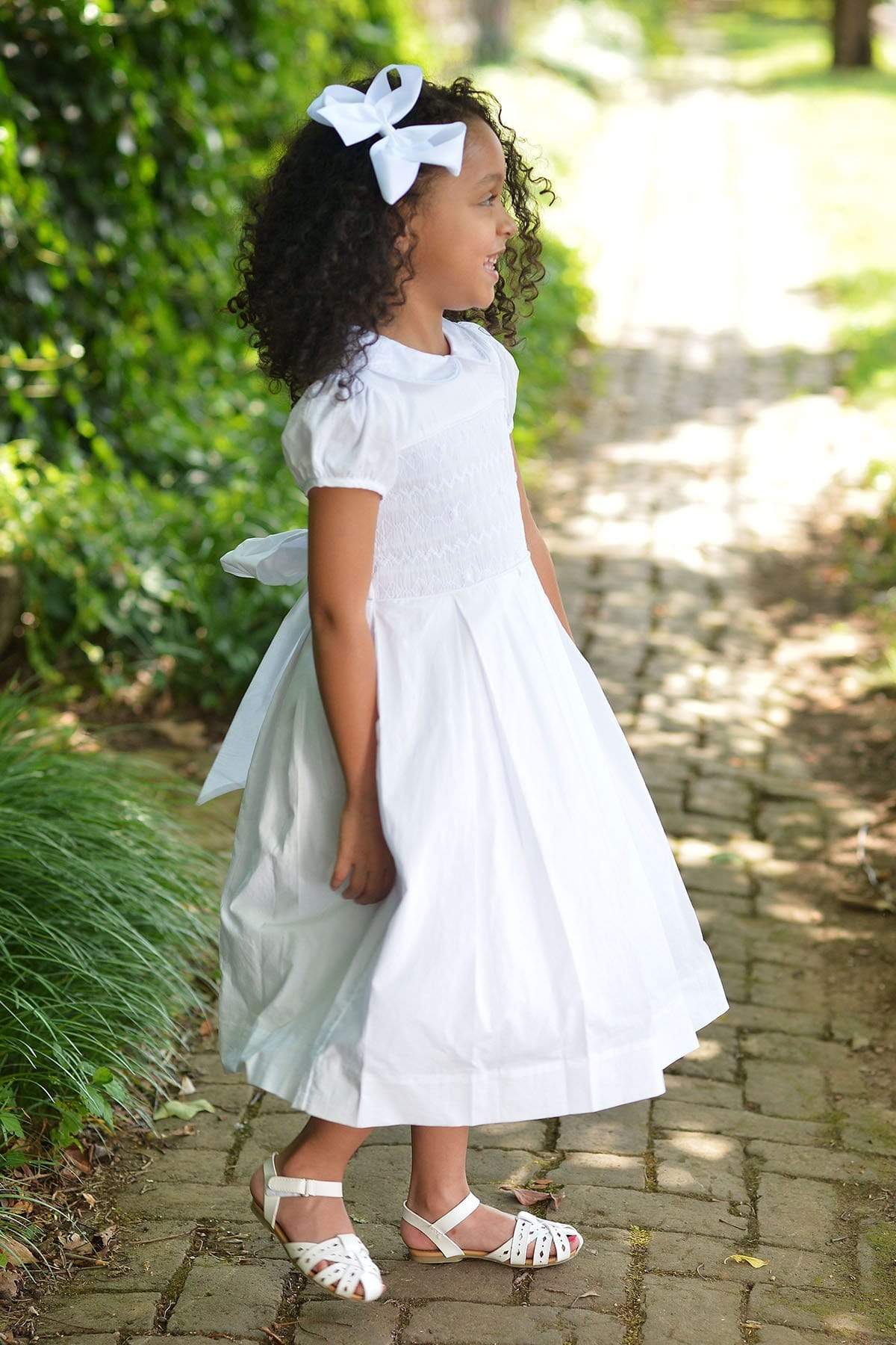 Strasburg Children Smocked Flower Girl Dress White Heirloom Gown with Classic Hand-Smocked Details, 10 Strasburg Children Smocked Flower Girl Dress White Heirloom Gown with Classic Hand-Smocked Details, 10
