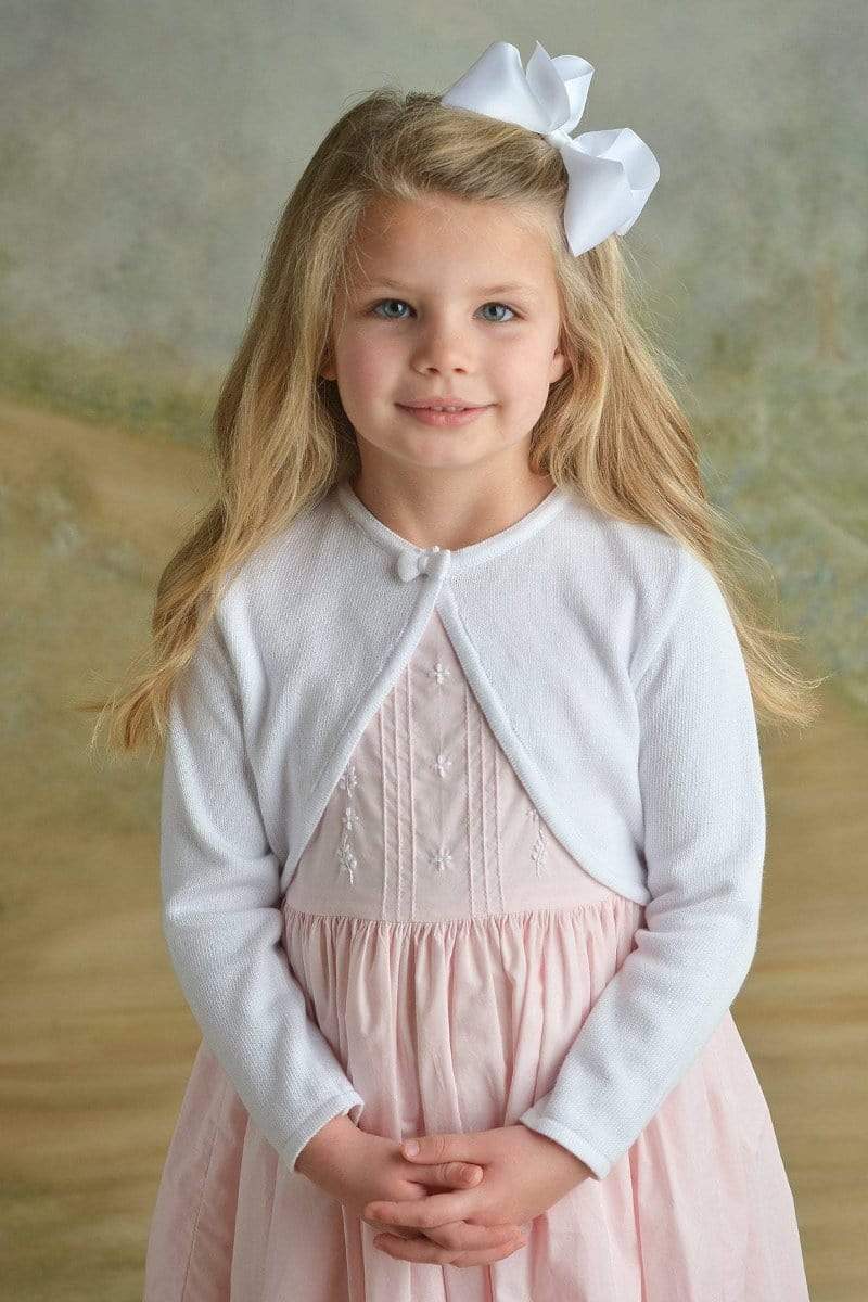 Strasburg Children White Bolero Sweater Heirloom Cardigan for Little Girls Dresses, L (8-10) / White Strasburg Children White Bolero Sweater Heirloom Cardigan for Little Girls Dresses, L (8-10) / White