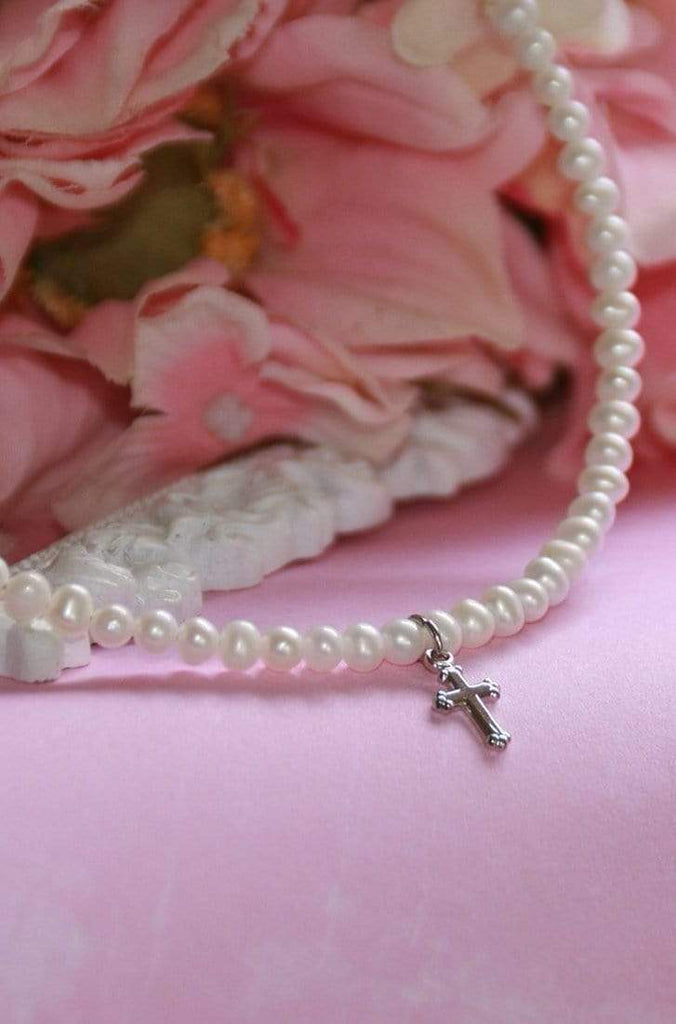 Freshwater Pearl Necklace w/ Cross Strasburg Children