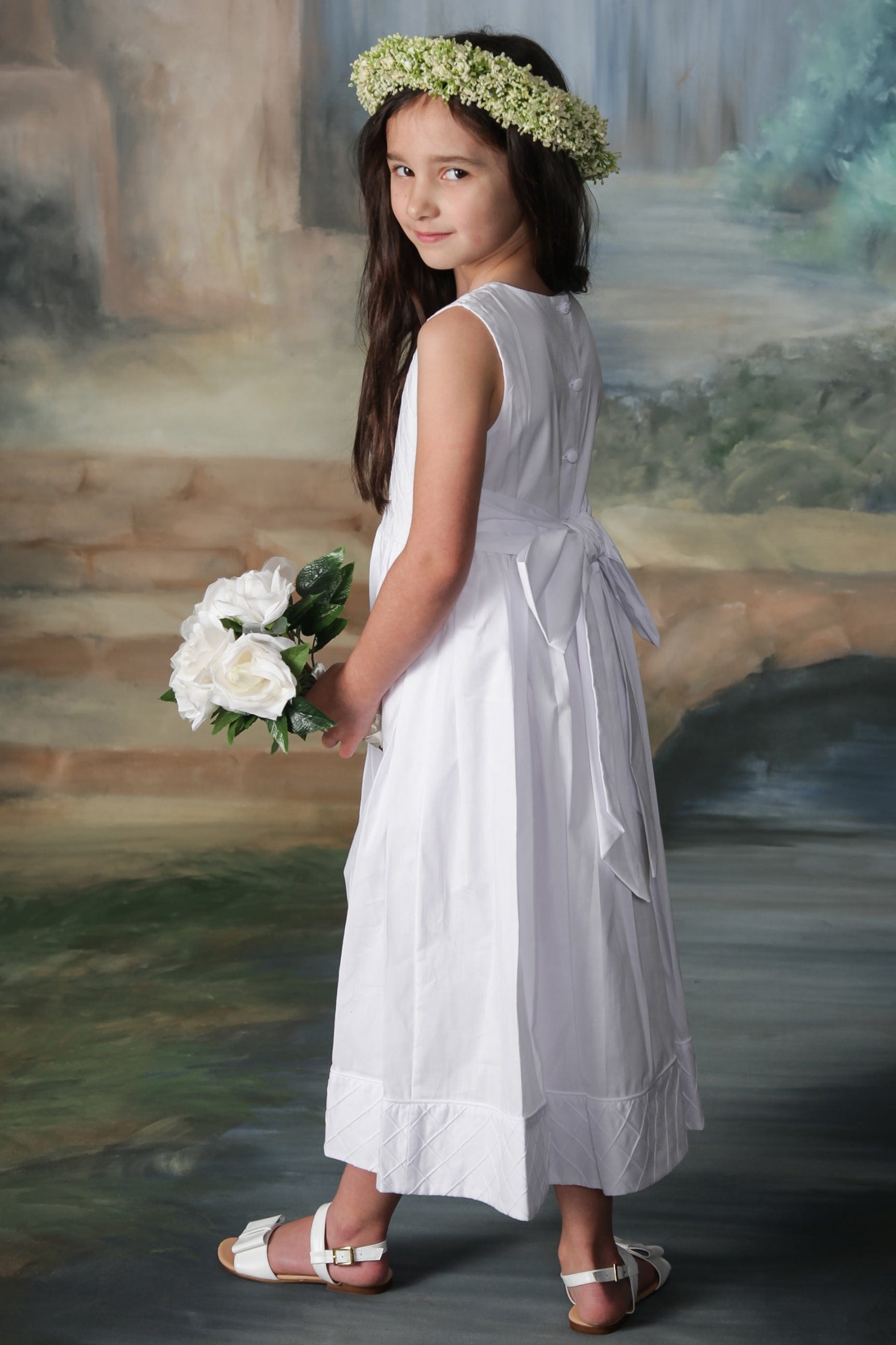 White Communion Dresses Simple Plain Classic Long Tea Length Baptism –  Strasburg Children