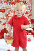 Strasburg Children Red romper for little boy, corduroy johnjohn romper, valentine's outfit toddler boy