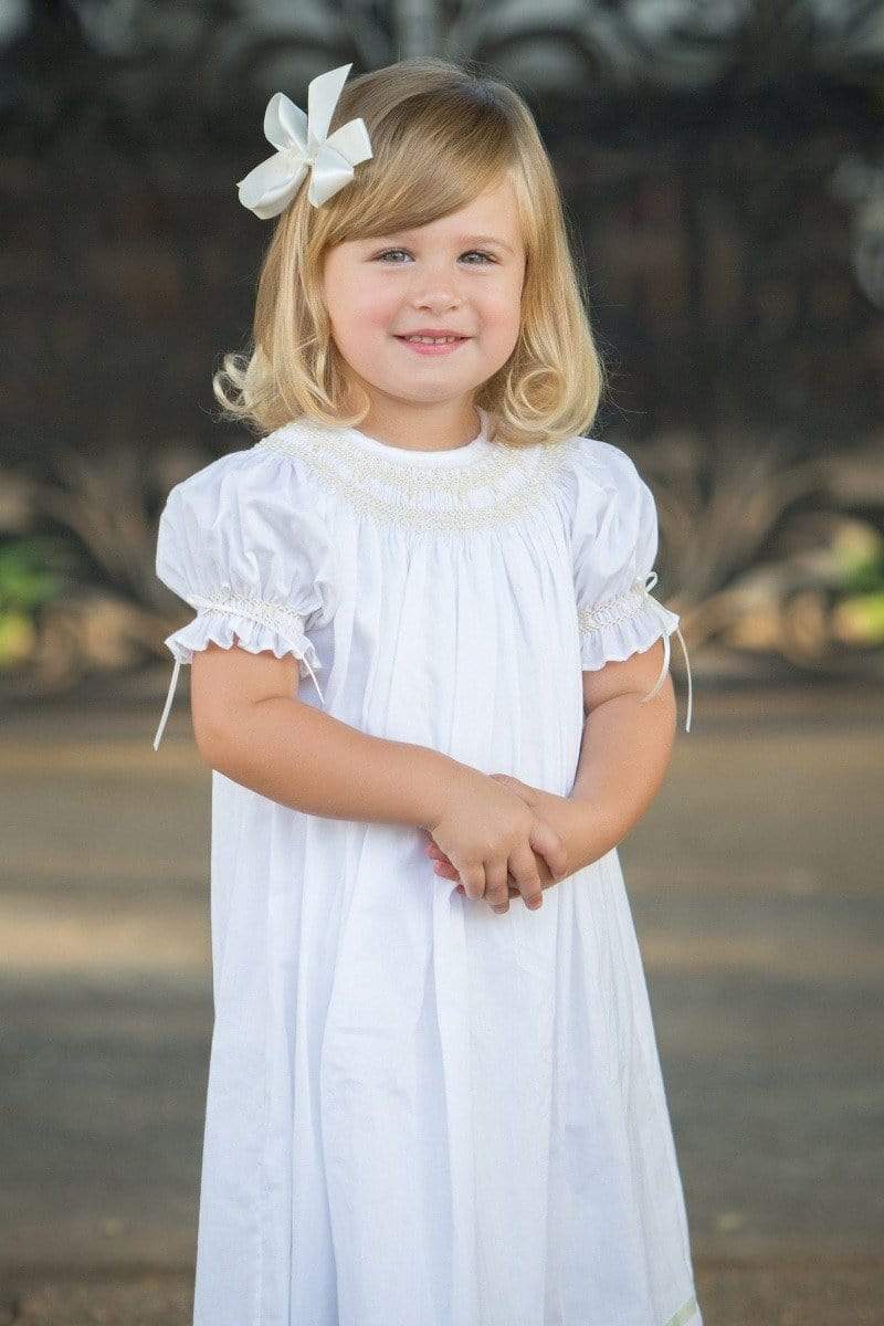 Strasburg Children Heirloom Toddler Flower Girl Dress - Hand Embroidered Smocked Vintage Ivory Dress, 18M/White Strasburg Children Heirloom Toddler Flower Girl Dress - Hand Embroidered Smocked Vintage Ivory Dress, 18M/White