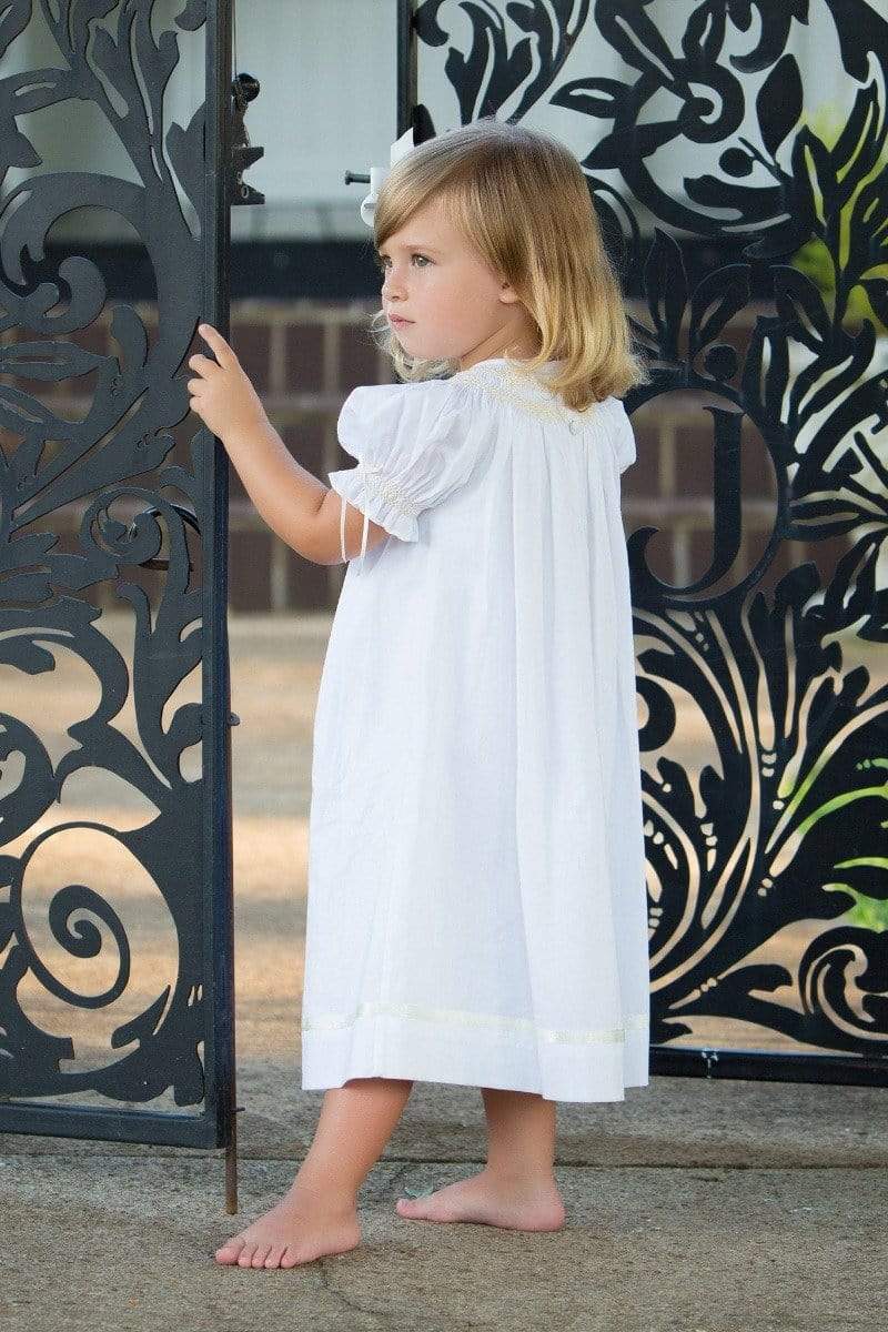 Toddler Flower Girl Dress Vintage Smocked Dresses Heirloom White