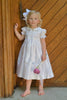 Strasburg Children Formal Christmas Dress silk with red green sash soft white Smocked
