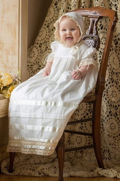 Lace Linen Baptism Gown Quinn Ivory Christening Gown Lace Linen Baptism Gown Quinn Ivory Christening Gown
