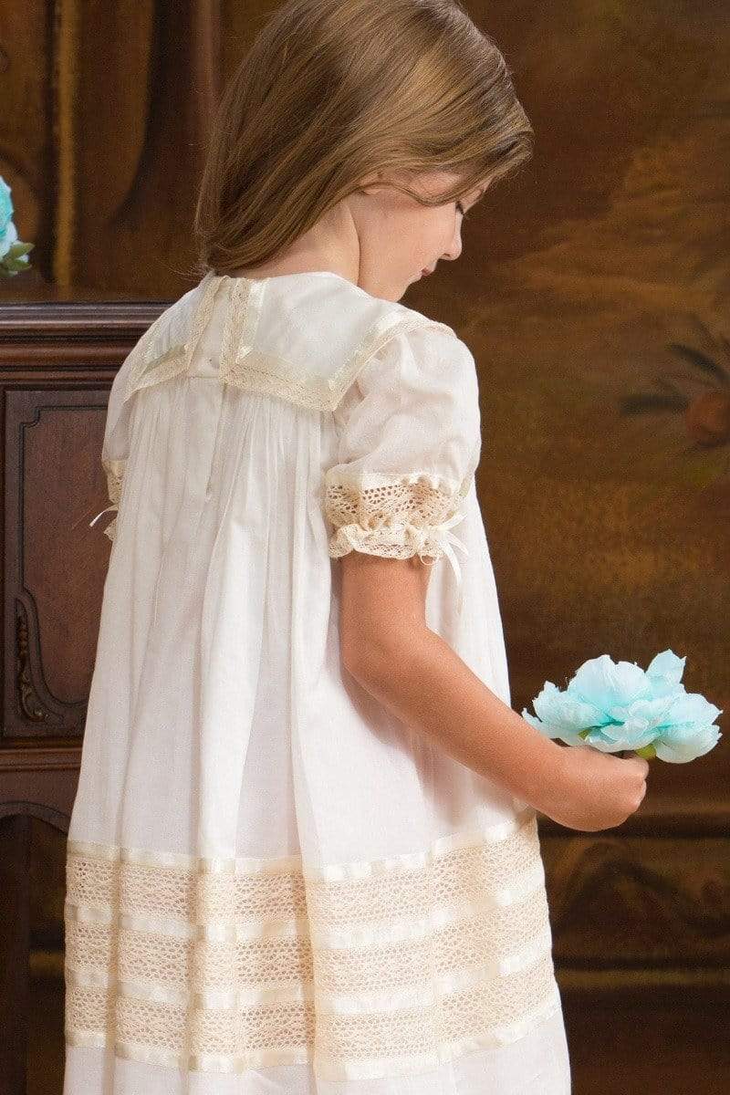 10 12 Years Girls White Lace Dresses Emboridery Cotton Big Girl