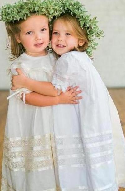 Mia Belle Girls Communion Dresses | White Tiered Gown With Train