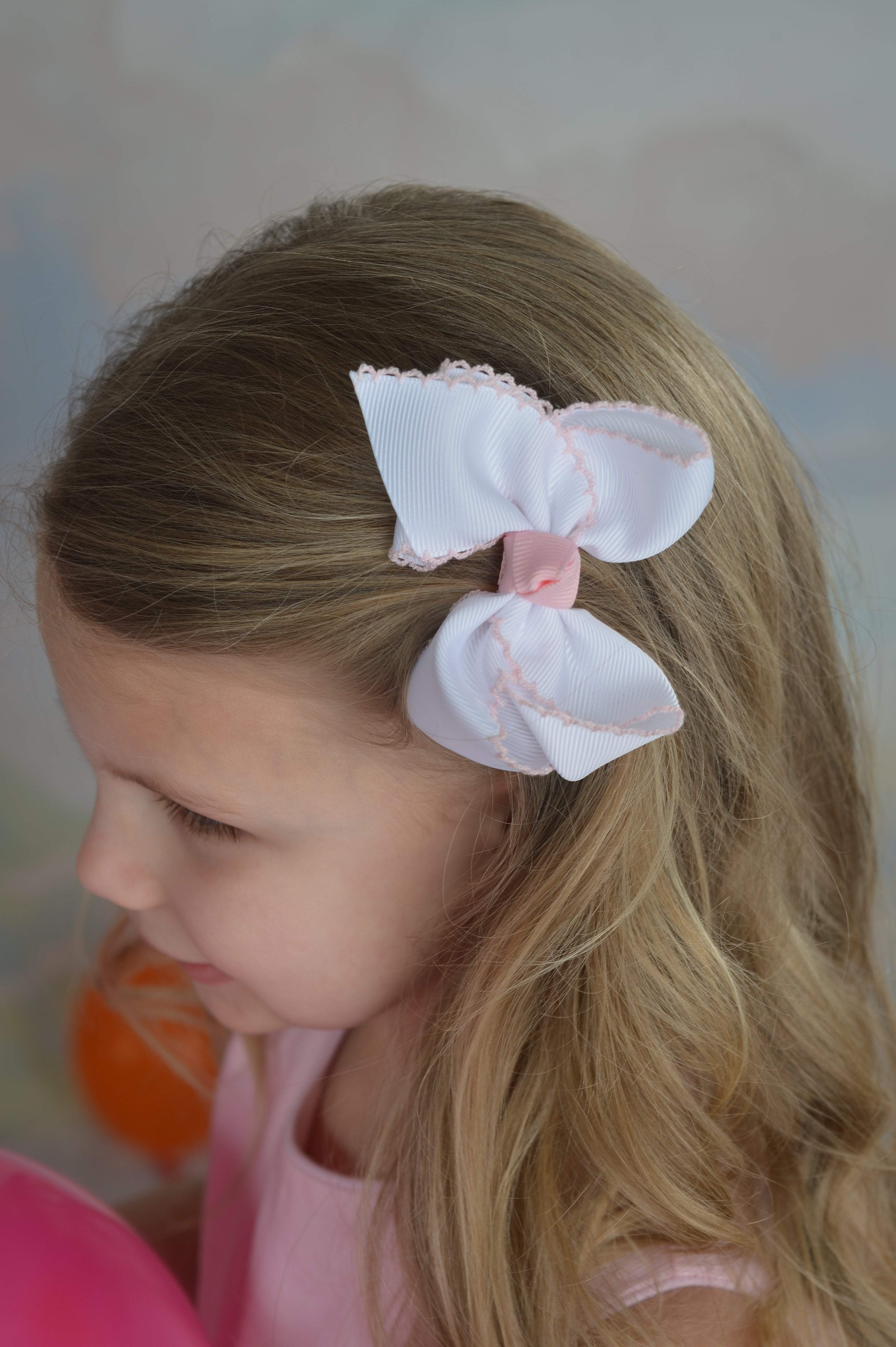 Strasburg Children Satin Ribbon Hair Bow with Alligator Clip Dressy Large Bow for Hair, Pink